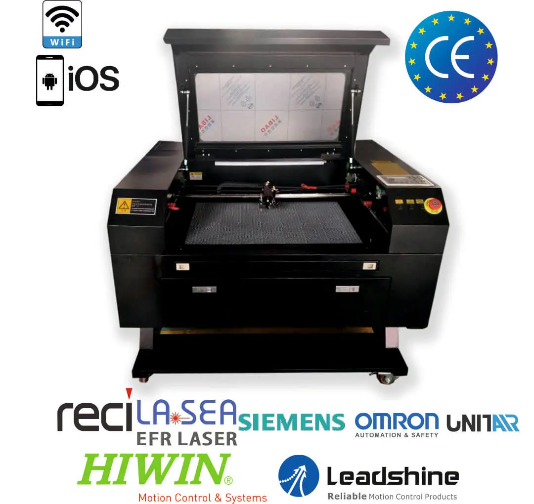 CO2 Laser Cutting Machine 80W – 100W 500x700 - stepping motors - automatic up and down table