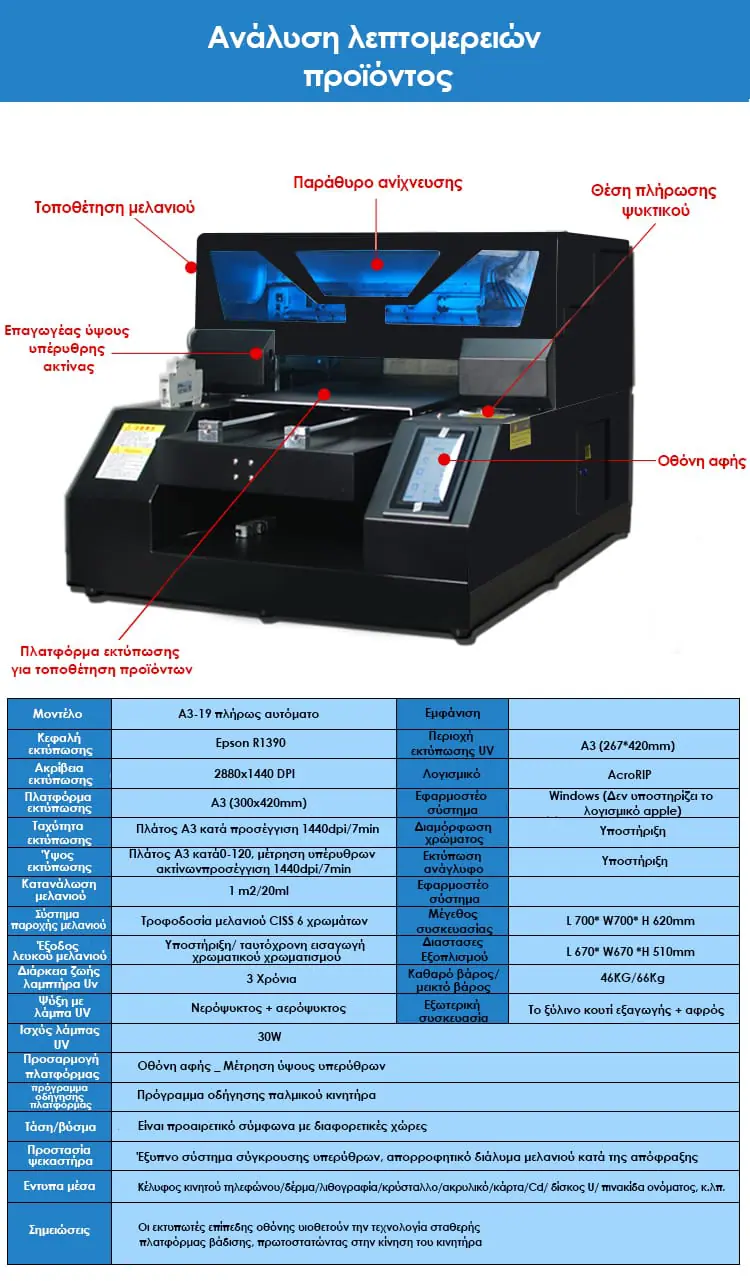 Uv printer a3 + 29.7 x42 cm